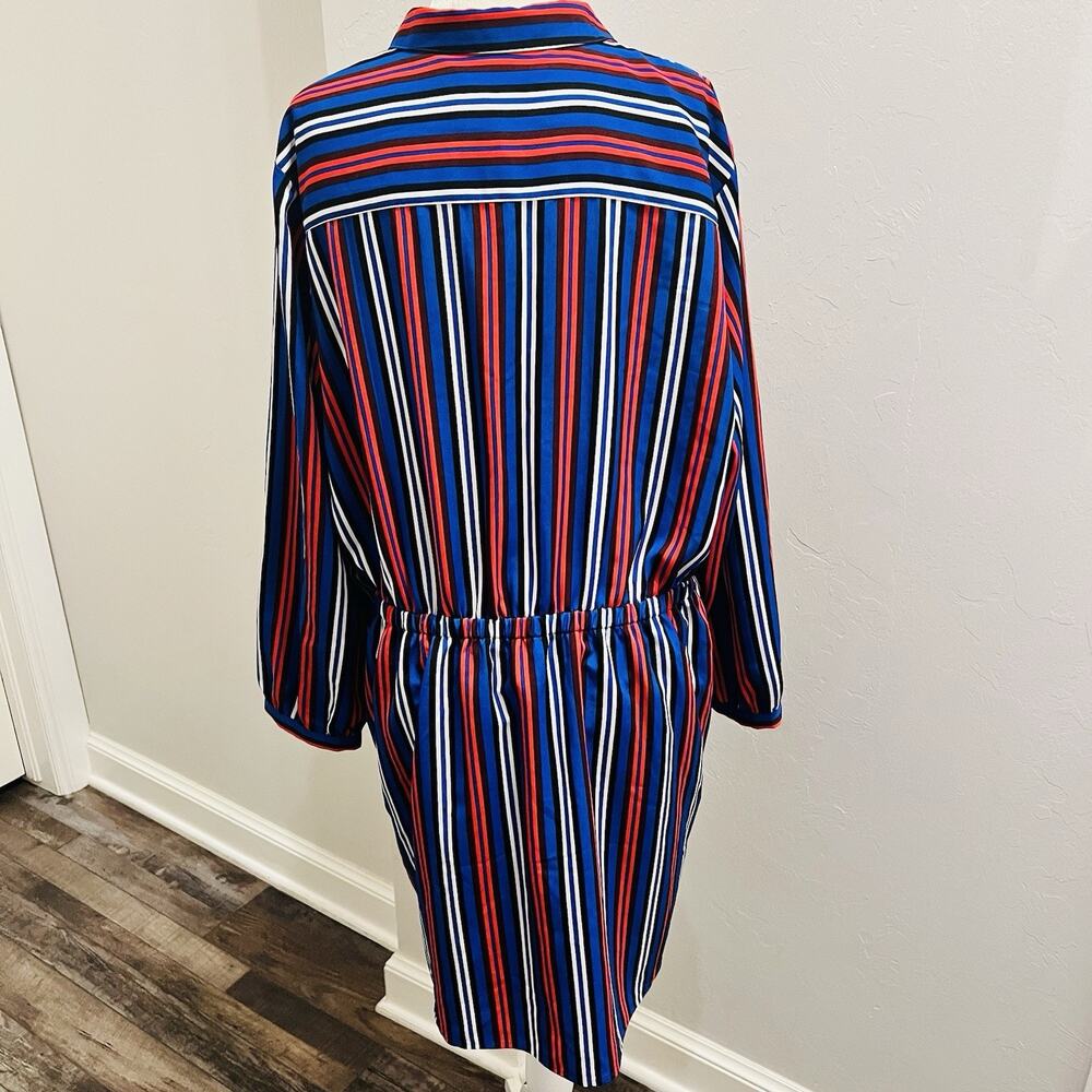 Express Shirt Dress Red White & Blue Striped Long Sleeve Dress Petite Xl (A0131) - Picture 4 of 6